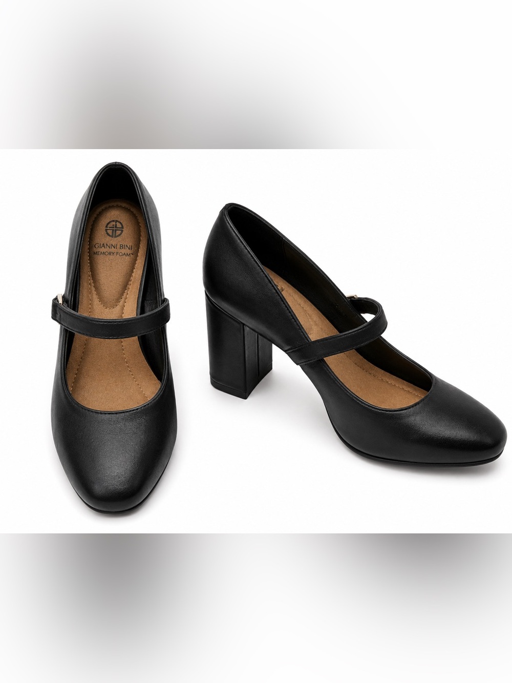 Giani Bernini Black Mary Jane Block Heel Pumps